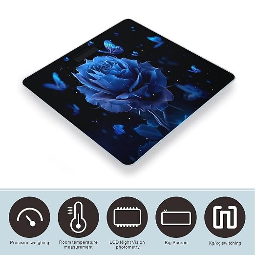 Blue Rose With Butterflies Night Glow