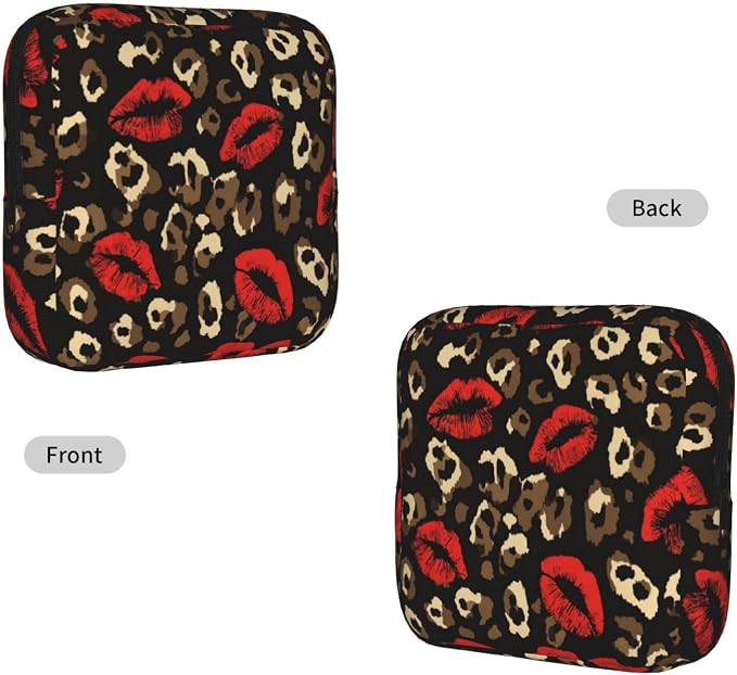 Red Lips Leopard Print Golden Brown