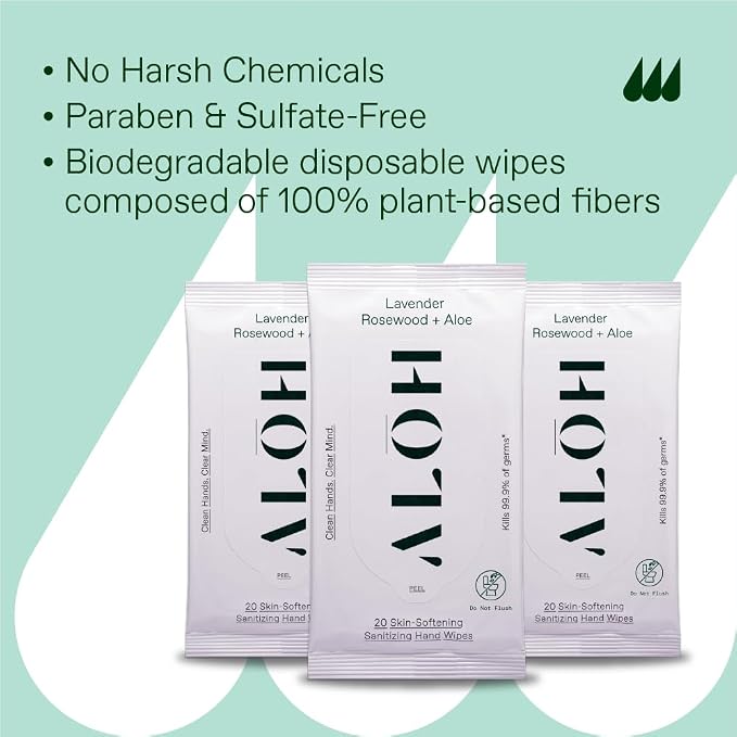 Lavender Rosewood 3 pack 20ct Wipes (60 wipes)