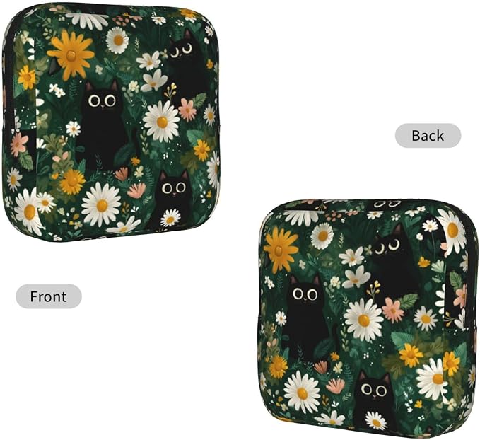 Black Cat Floral Green