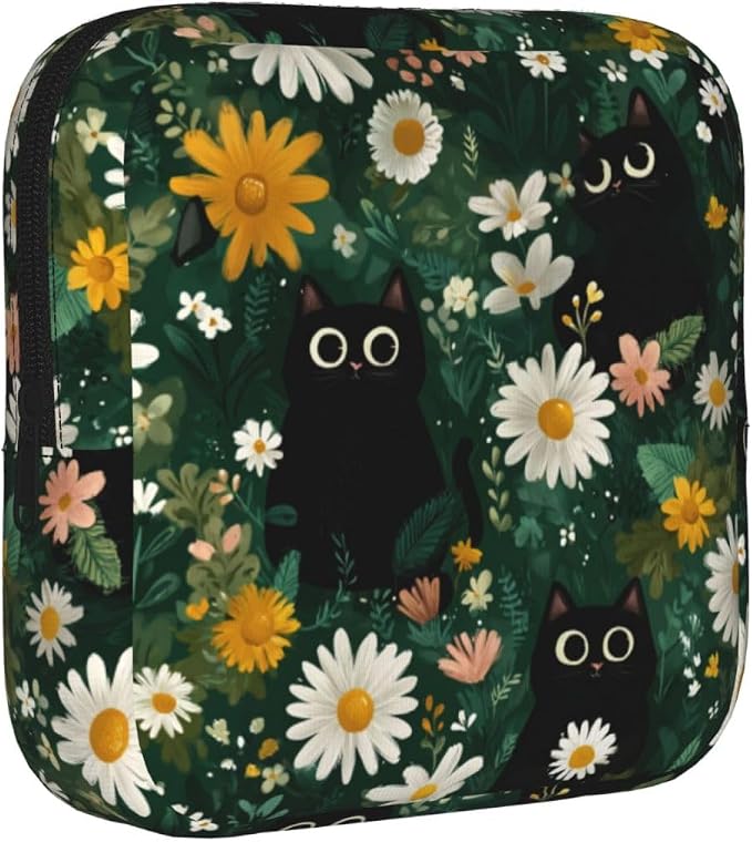 Black Cat Floral Green