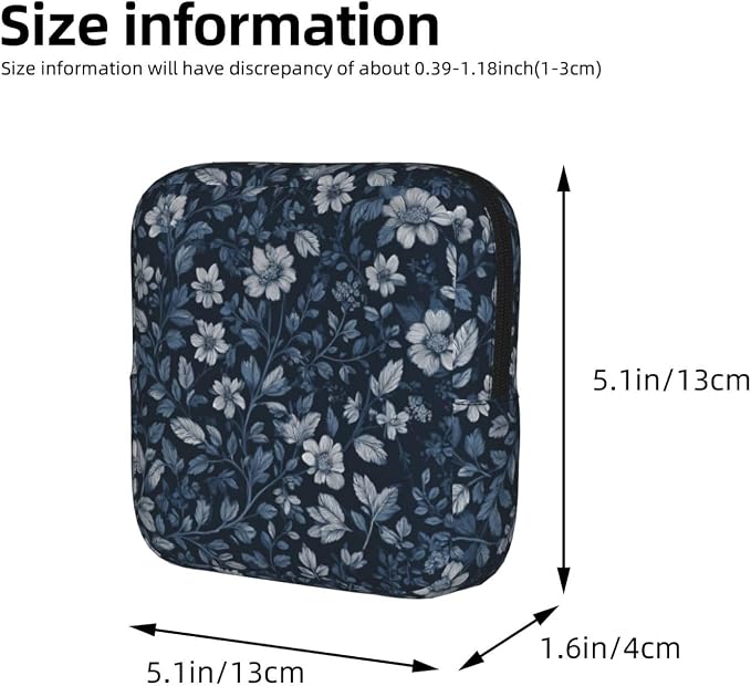 Navy Blue Floral White Flower