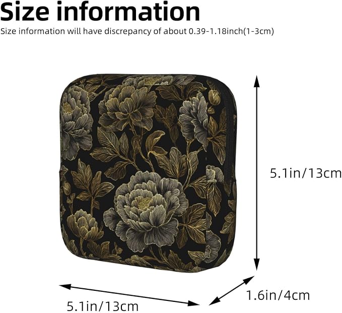 Gold Peony Black Floral