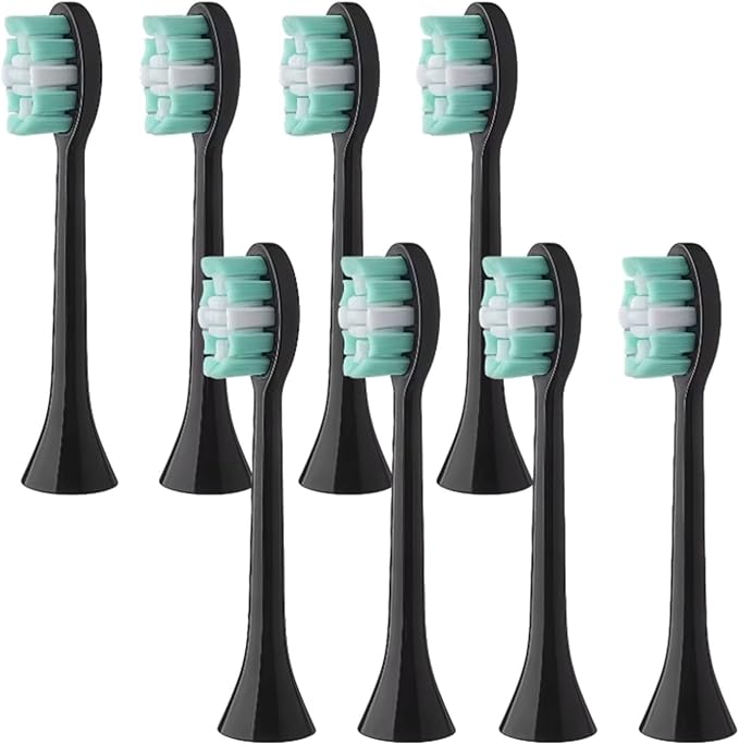8pcs Black Toothbrush Heads