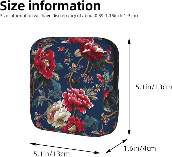 Red Peony Navy Blue Floral
