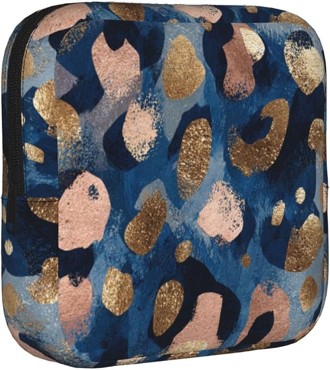 Navy Blue Gold Leopard Print