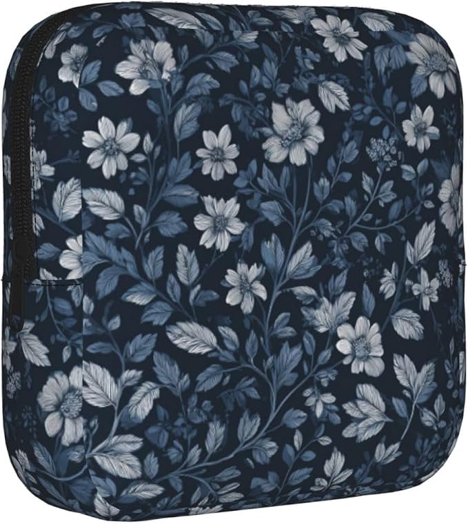 Navy Blue Floral White Flower