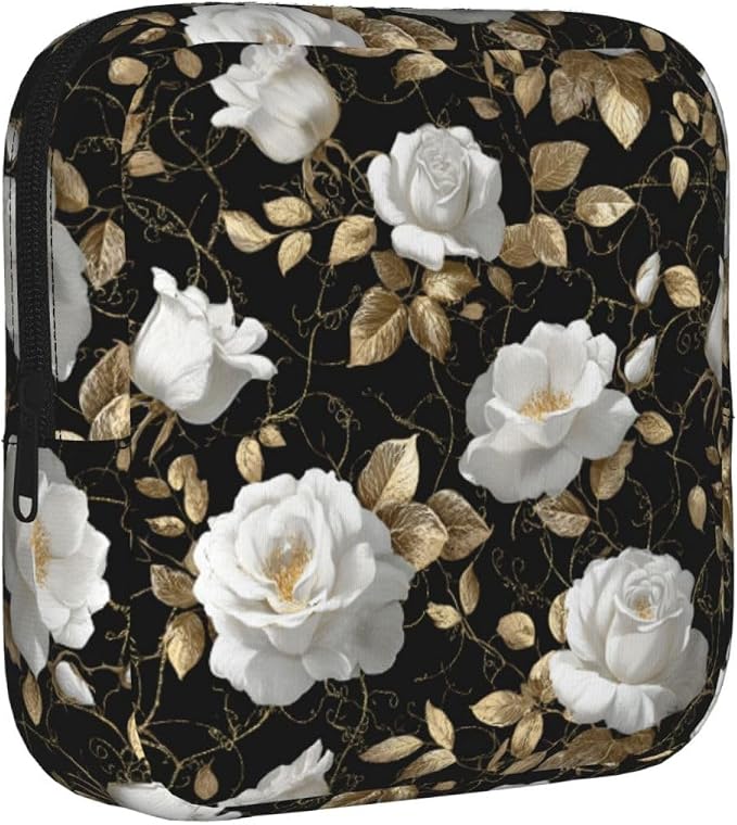 White Rose Gold Leaf Black