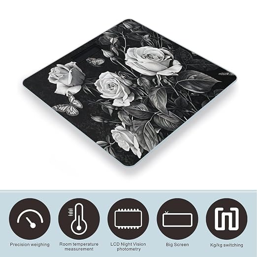 Black And White Roses With Butterflies