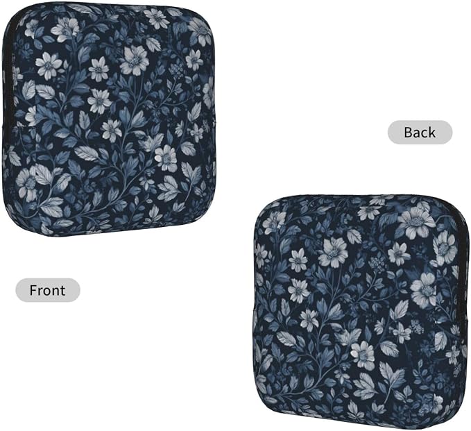 Navy Blue Floral White Flower