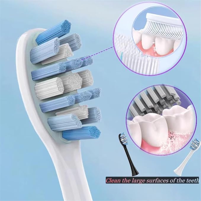 8 Black Toothbrush Heads