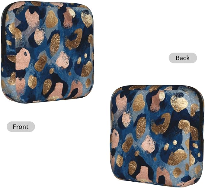 Navy Blue Gold Leopard Print