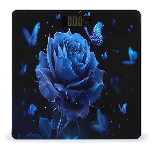 Blue Rose With Butterflies Night Glow