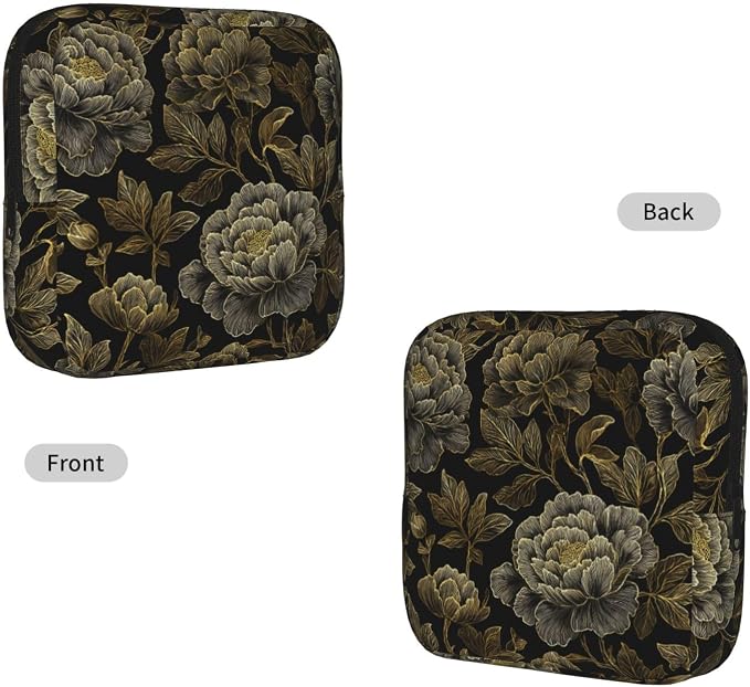 Gold Peony Black Floral