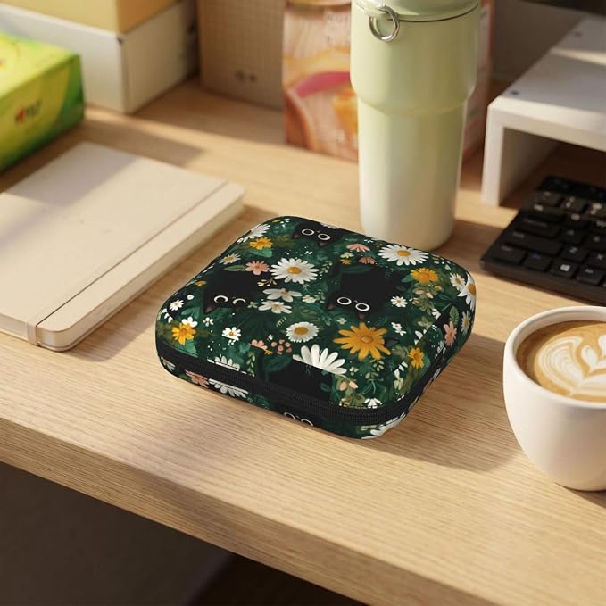 Black Cat Floral Green