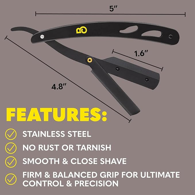 Premium Black Straight Razor