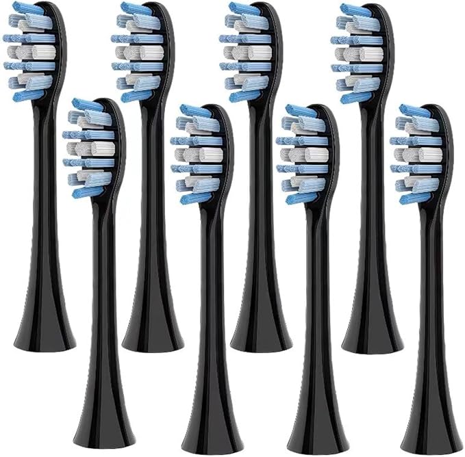 8 Black Toothbrush Heads