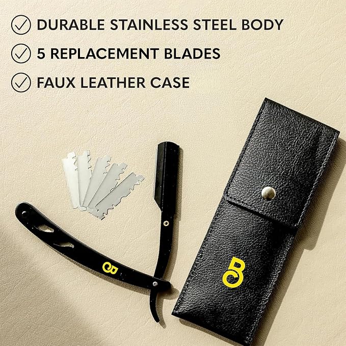 Premium Black Straight Razor