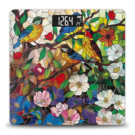 Stained Glass Bird Blossoms Flower